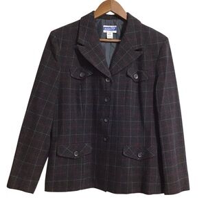 Vintage Pendleton Black Plaid Blazer Jacket Good Condition Size 16
